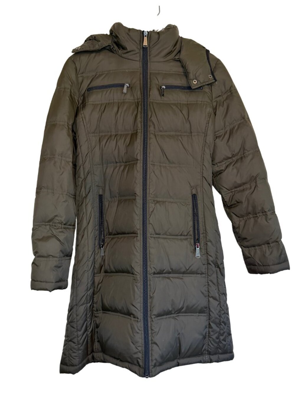 Michael Kors Olive Green Long Puffer Coat Jacket Size Medium